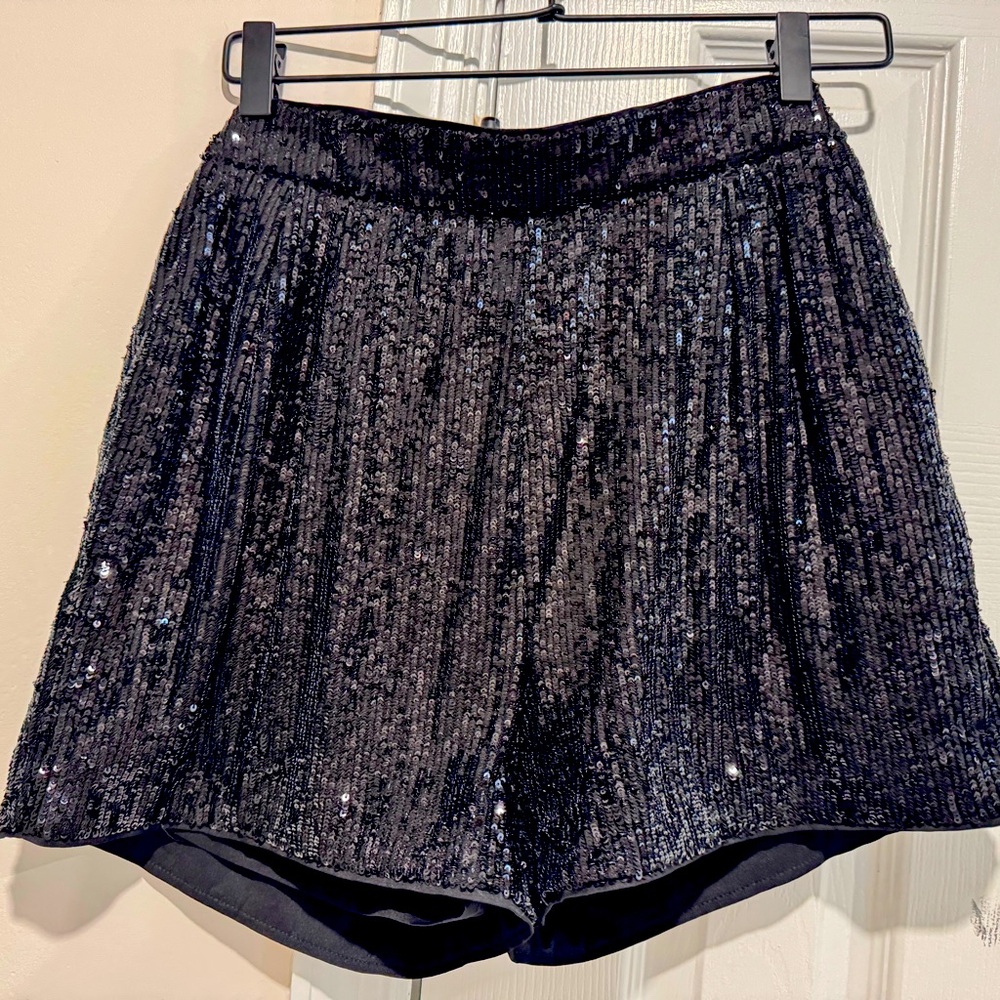 Black sequin shorts